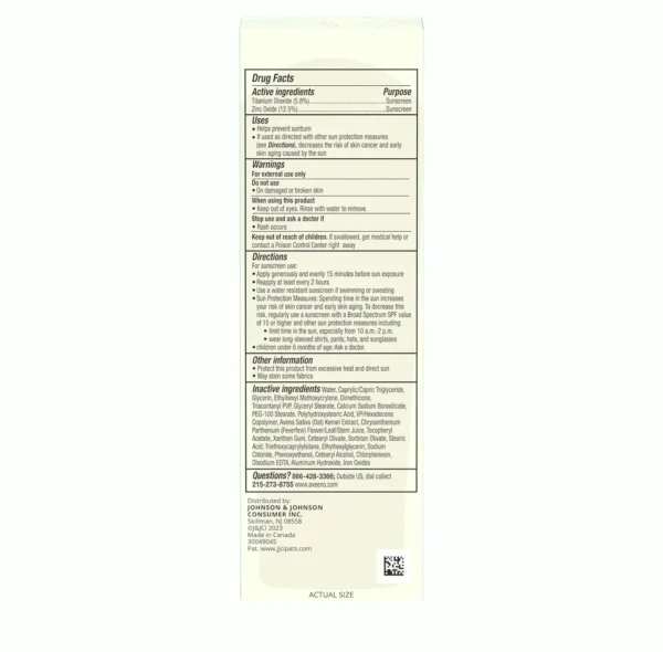 Aveeno Moisturizing Lotion with SPF 30 Sunblock for Delicate Skin  1.7 Fluid Oz