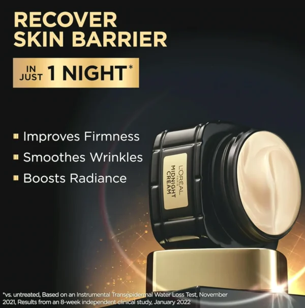 L'Oreal Parisian Age Perfection Anti-Wrinkle Midnight Cream, Reduce Lines & Tighten 1.7oz + Elixir Sample