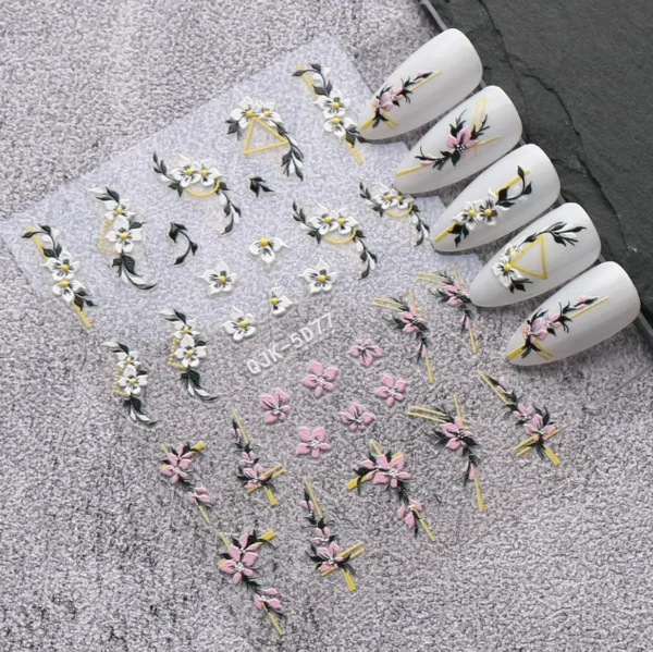 Embossed Spring Flower Nail Art Stickers