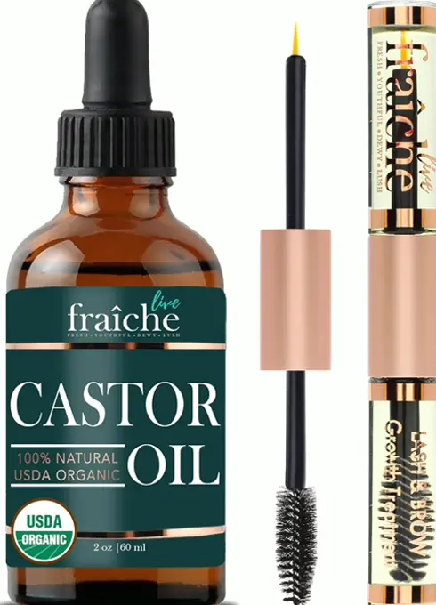 Organic Castor Oil with Brush (2oz) for Eyebrows