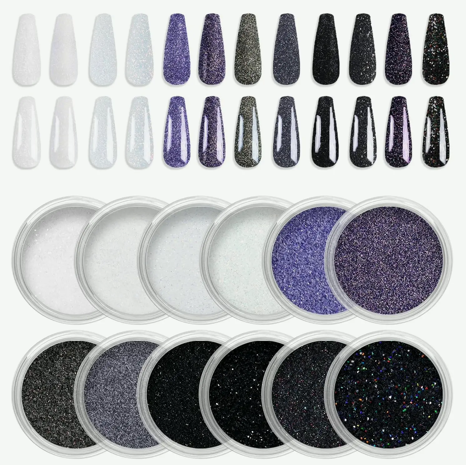 Laza 12 Shades Manicure Glitter Dust Set