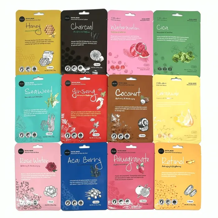 Celavi K-Beauty Skincare Facial Mask Pack 12 Pc