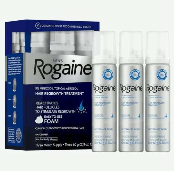 Male Minoxidil Five Percent Hair Growth Treatment, Three Month Pack