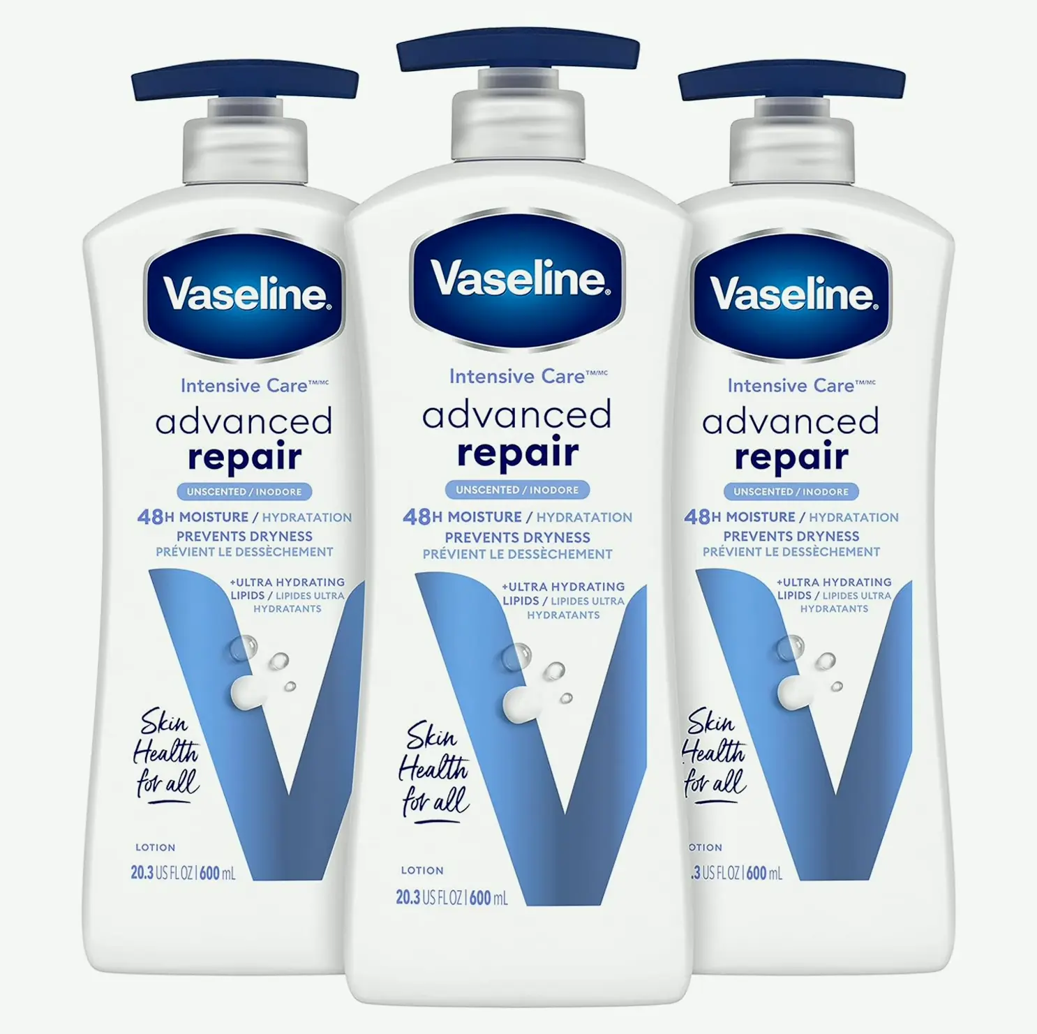 Vaseline Intensive Repair Fragrance-Free Moisturizer, 20.3 oz, Pack of 3