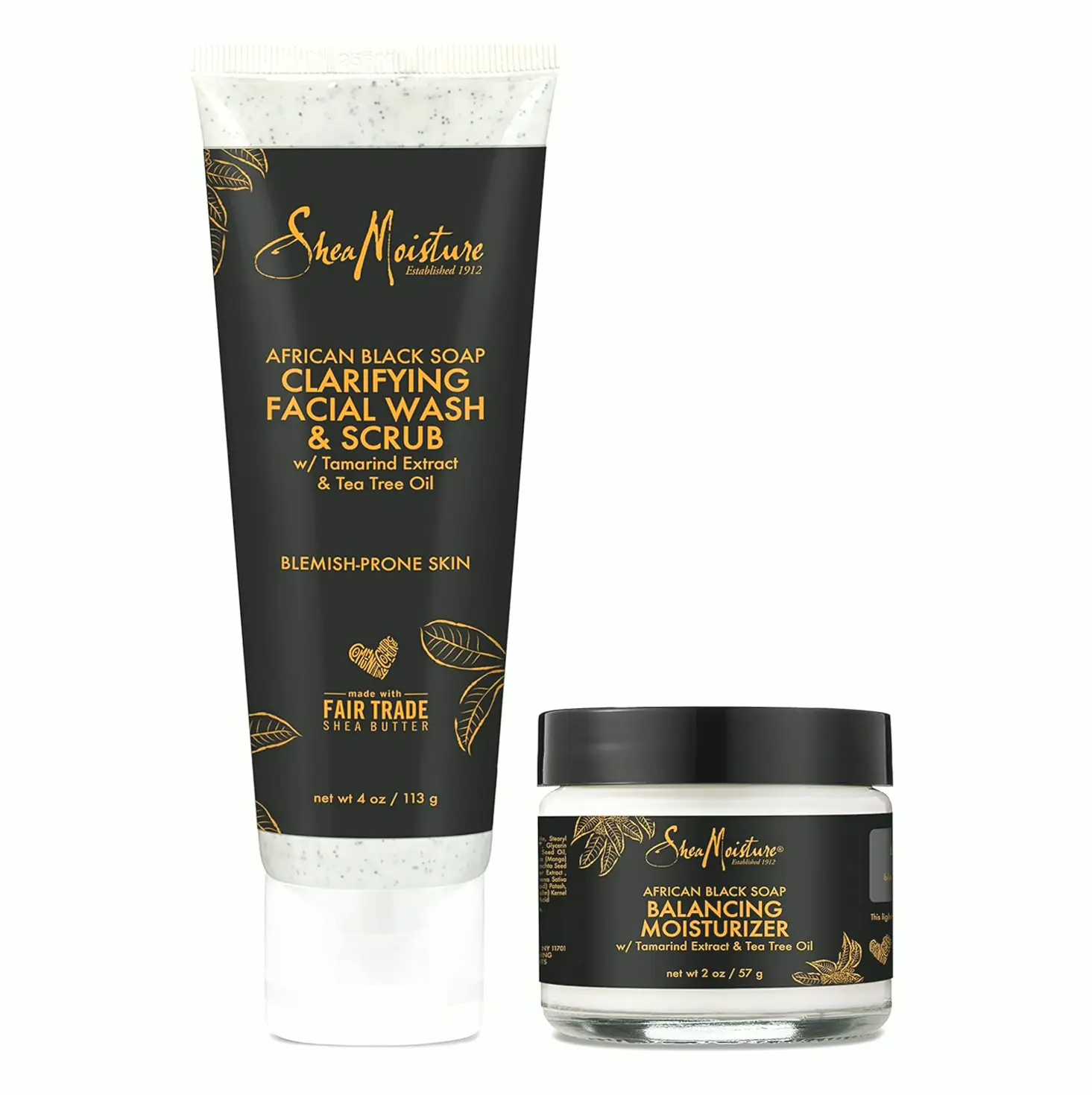 SheaMoisture Black Soap Scrub & Lotion Set For Blemish-Prone Skin