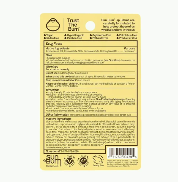 Beach Bum SPF 30 Lip Balm - Vegan, Cruelty-Free Pack of 3