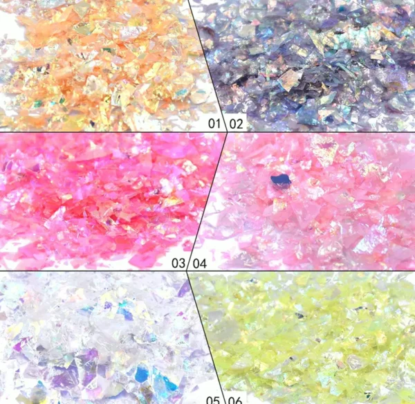 Nail Art Glitter Mylar Slices 12 Colors