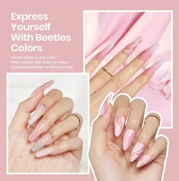 Beetles Gel Nail Polish Kit with LED Light, 6 Colors Nude Grey Pink