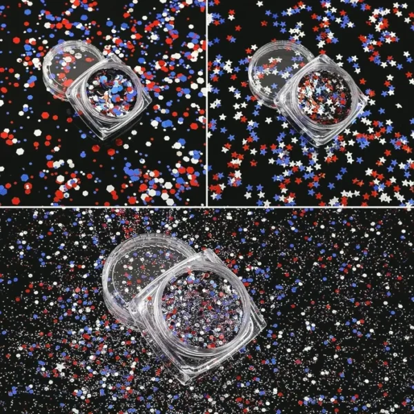 12 Boxes Independence Holiday Nail Glitter 4th of July Nail Art Star Confetti