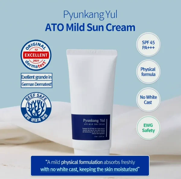 PYUNKANG  ATO Mild Sunblock SPF 50 Protection for Sensitive Skin, 2.53 Fl Oz
