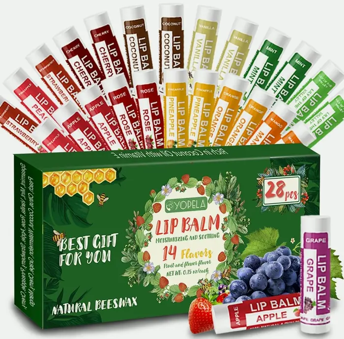 28-Pack Natural Chapstick with Vitamin E and Coconut Oil