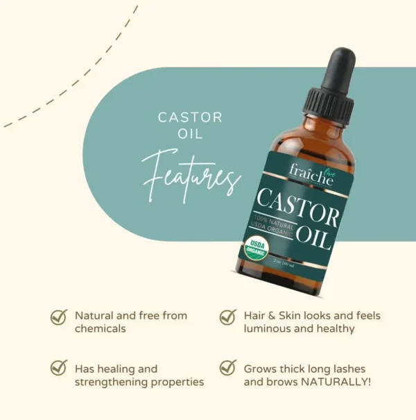 Organic Castor Oil with Brush (2oz) for Eyebrows