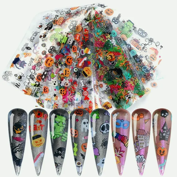 Halloween Manicure Foil Stickers Pack - Skull Designs
