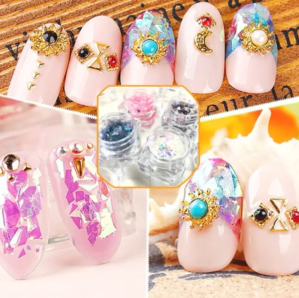 Nail Art Glitter Mylar Slices 12 Colors