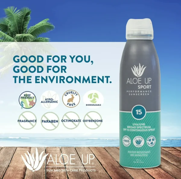 Aloe Up Sport SPF 15 Sunscreen Spray - Wide Spectrum - 6 Oz