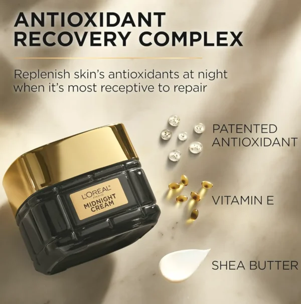 L'Oreal Parisian Age Perfection Anti-Wrinkle Midnight Cream, Reduce Lines & Tighten 1.7oz + Elixir Sample
