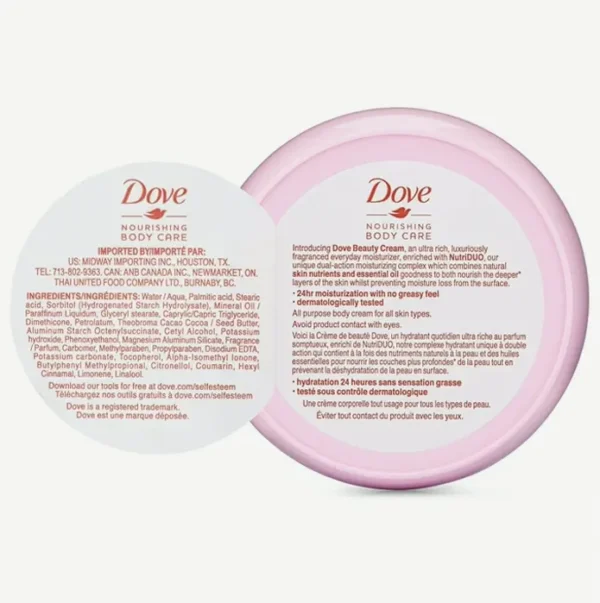 Dove Hydrating Body Cream (4-Pack), 2.53 Oz Jars