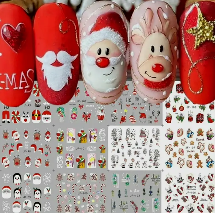 12 Pcs Xmas Nail Stickers Decals