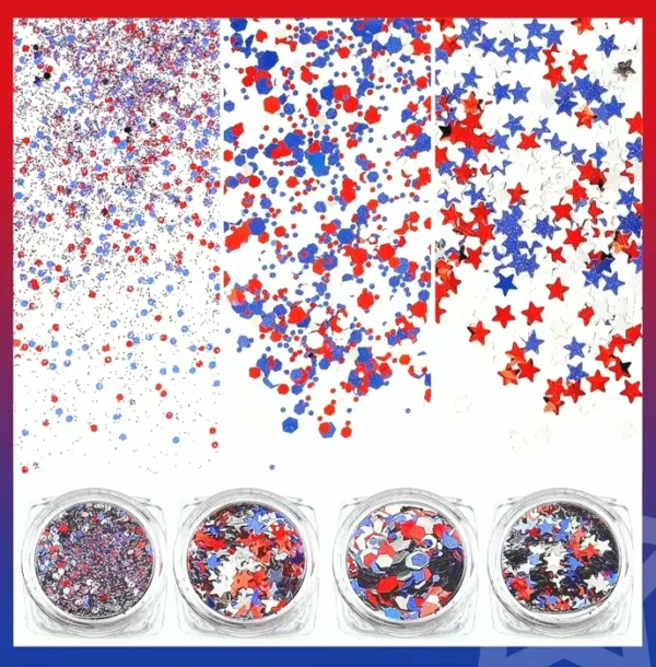 12 Boxes Independence Holiday Nail Glitter 4th of July Nail Art Star Confetti