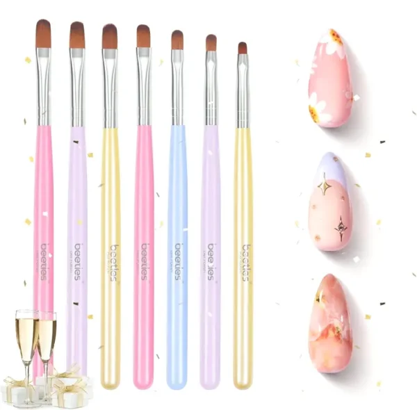 Beetle Gel Brush Set - 7-Piece Nail Brush Kit