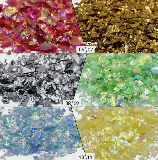 Nail Art Glitter Mylar Slices 12 Colors