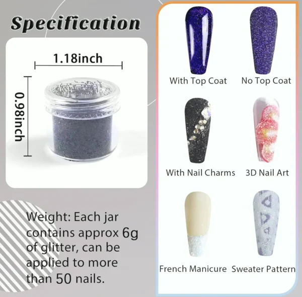 Laza 12 Shades Manicure Glitter Dust Set
