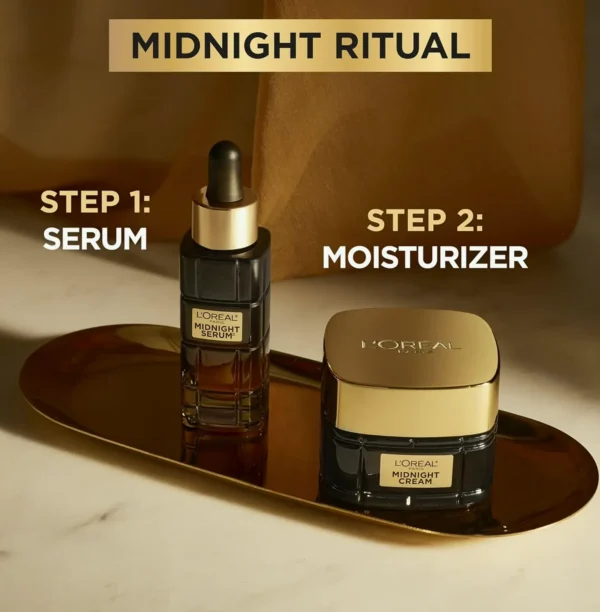 L'Oreal Parisian Age Perfection Anti-Wrinkle Midnight Cream, Reduce Lines & Tighten 1.7oz + Elixir Sample