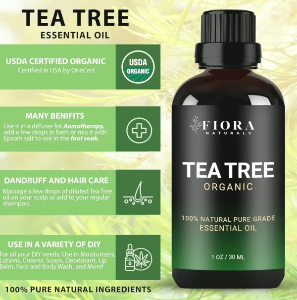 Herbal Melaleuca Oil by Fiora - Pure Natural Extract, For Skin, Hair, Foot, 1 oz /30ml