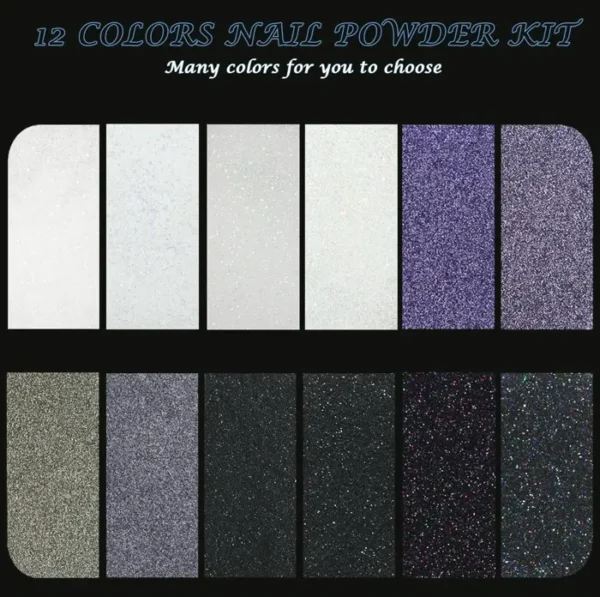Laza 12 Shades Manicure Glitter Dust Set