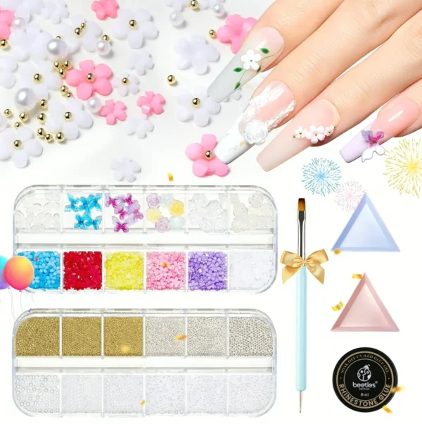 Beetles Brand Flower Nail Decorations 2 Boxes