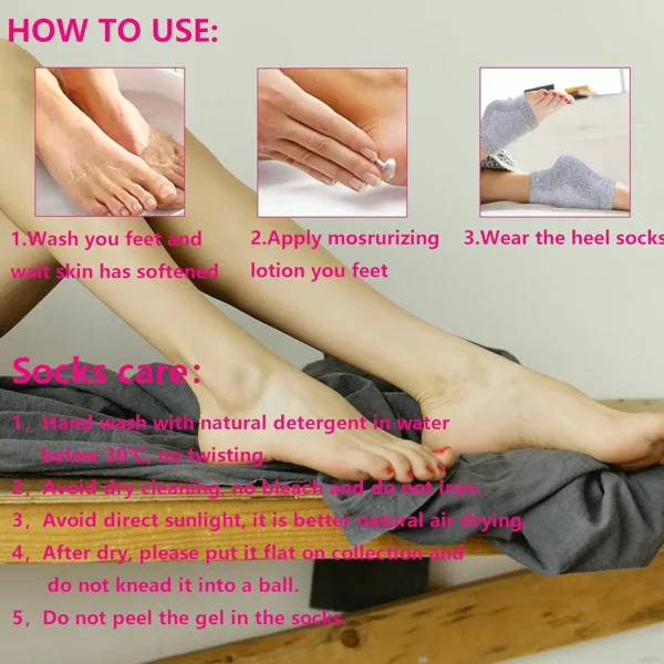 Moisturizing Gel Heel Socks, Open Toe Socks
