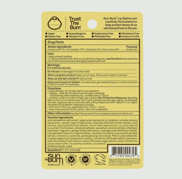 Beach Bum SPF 30 Lip Balm - Vegan, Cruelty-Free Pack of 3