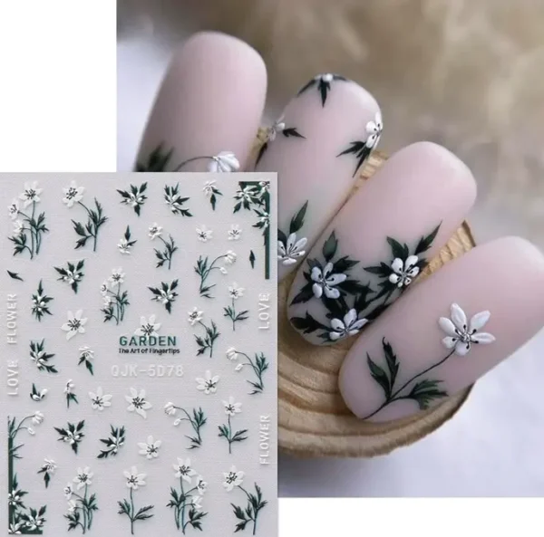 Embossed Spring Flower Nail Art Stickers