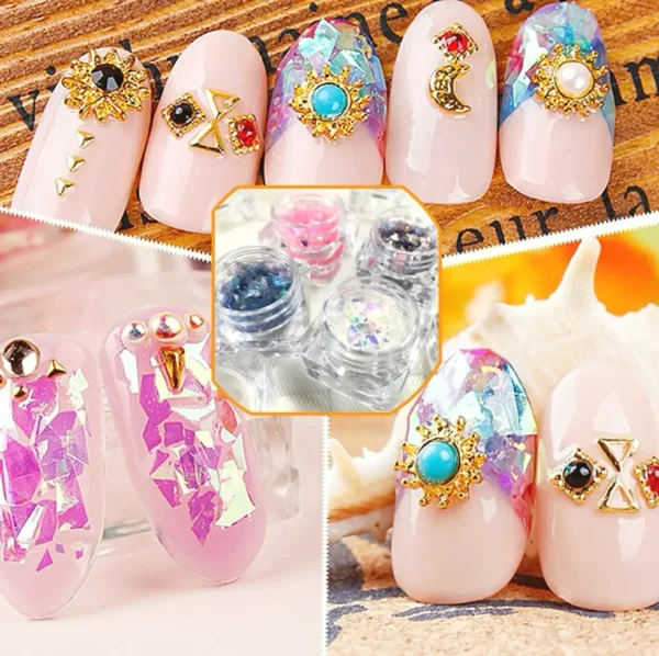 Nail Art Glitter Mylar Slices 12 Colors