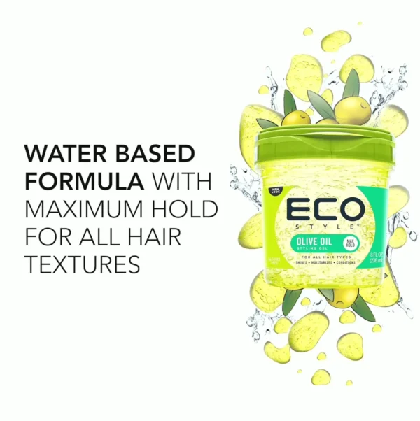 EcoStyler Olive Oil Gel - Moisturizes & Tames Hair Damage - 8 oz
