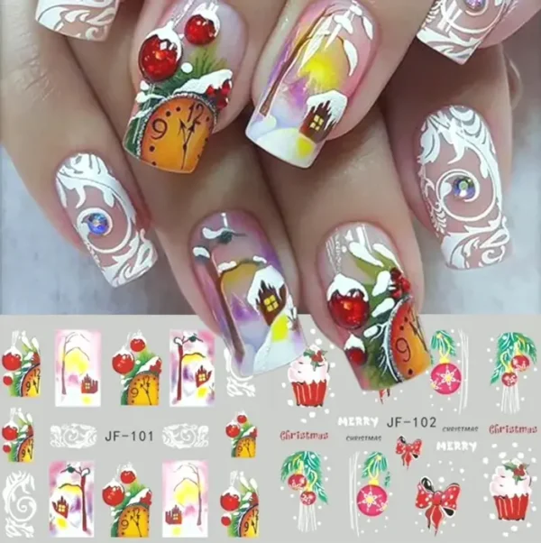 12 Pcs Xmas Nail Stickers Decals